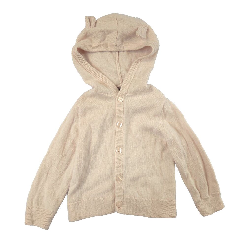 Quince Baby Washable 100% Cashmere Hooded Cardigan Sweater Pink 12-18M Luxury